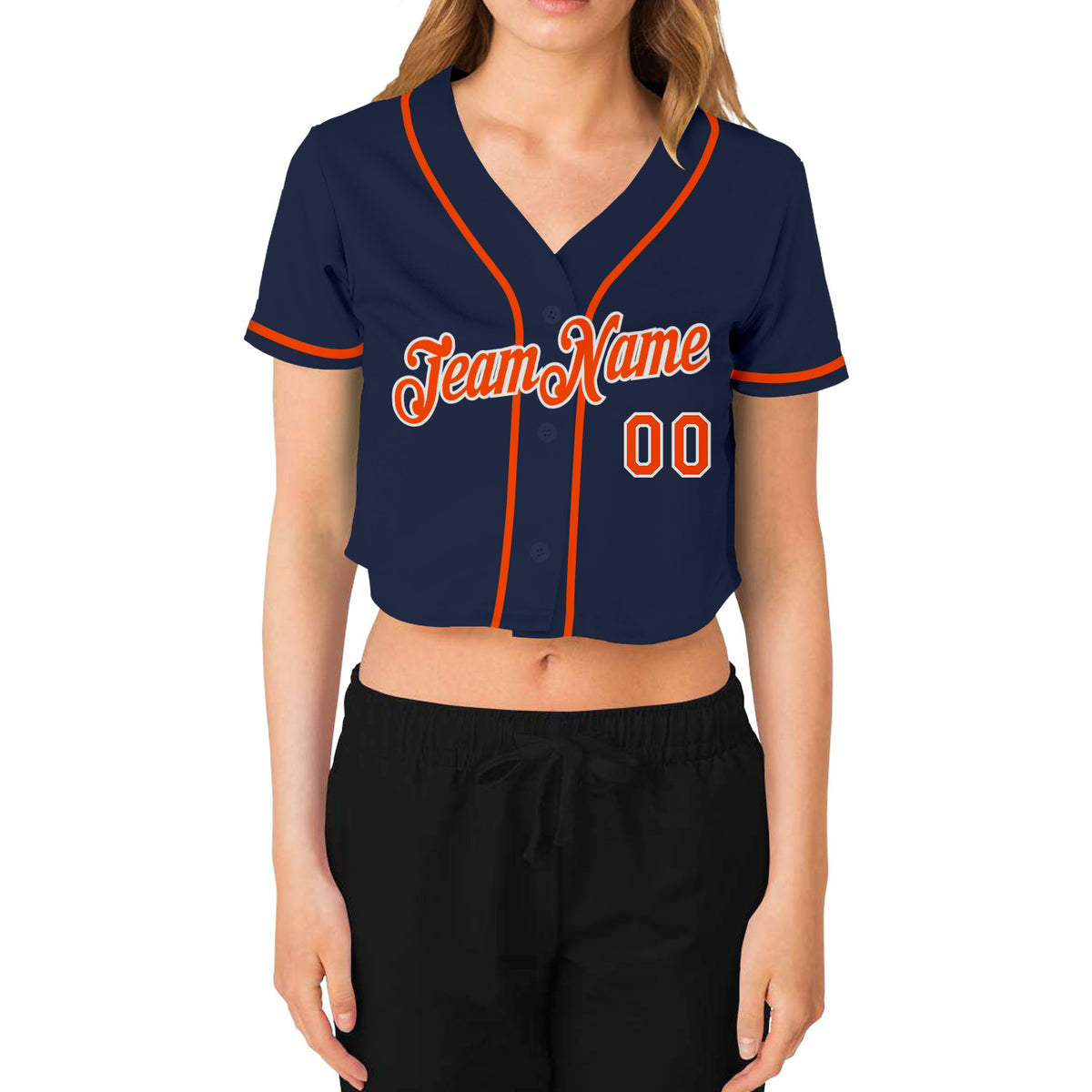 Cheap Custom Women's White Light Blue-Orange V-Neck Cropped Baseball Jersey  Free Shipping – CustomJerseysPro