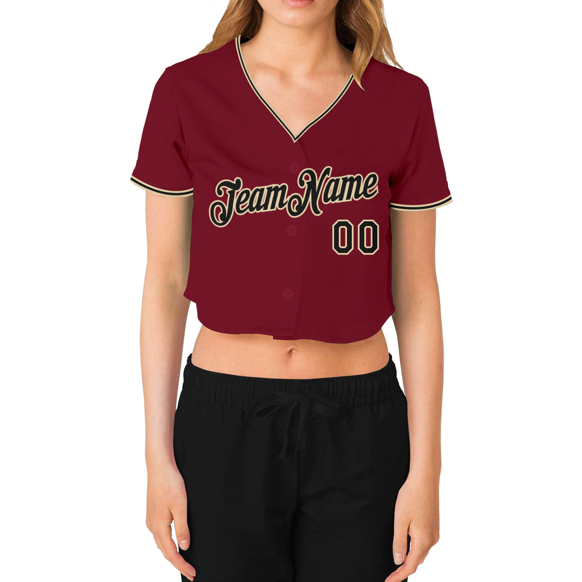 Cheap Custom Women's Cream Red-Kelly Green V-Neck Cropped Baseball Jersey  Free Shipping – CustomJerseysPro