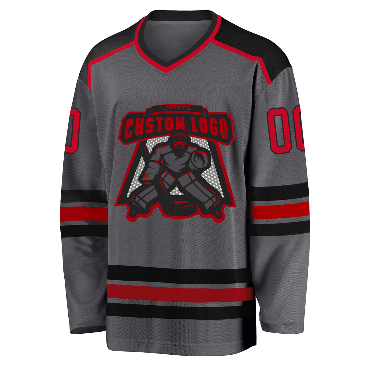 Cheap Custom Red White-Gray Hockey Jersey Free Shipping