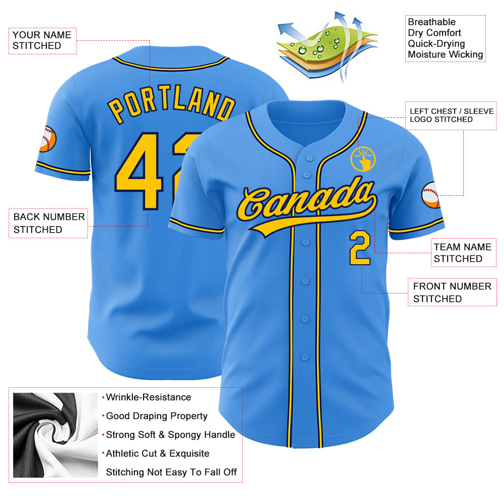 Cheap Custom Electric Blue Yellow-Navy Authentic Baseball Jersey Free  Shipping – CustomJerseysPro