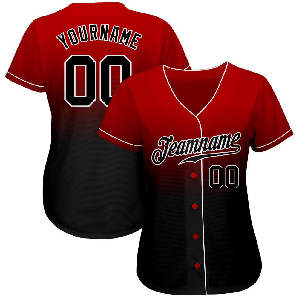 Custom Baseball Jersey Red White-Black