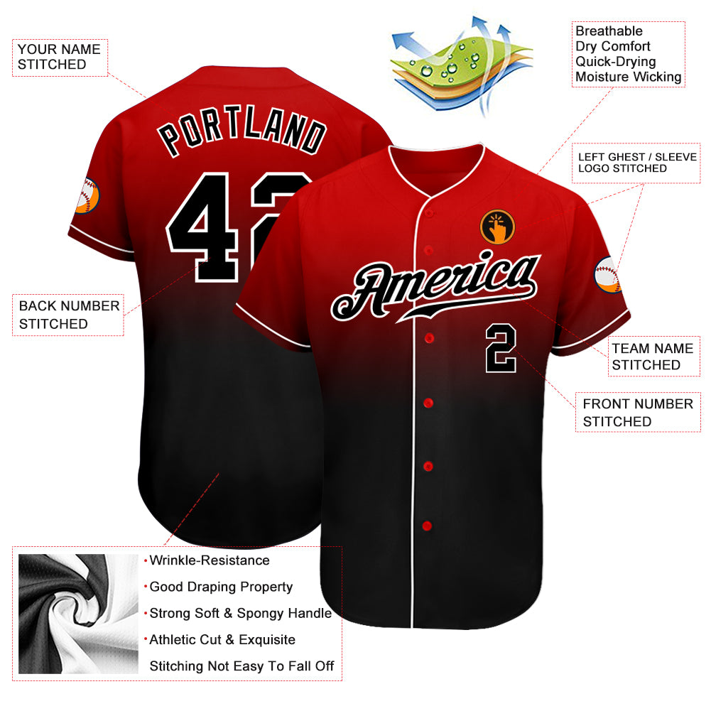 Custom Red Black Strip Black-White Authentic Baseball Jersey Discount