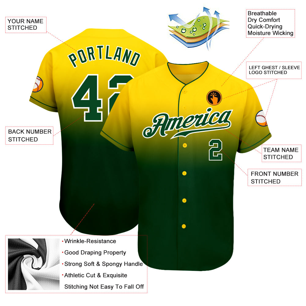 Cheap Custom Green Gold 3D Oakland City Edition Fade Fasion Authentic  Baseball Jersey Free Shipping – CustomJerseysPro