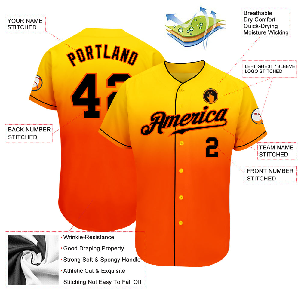Cheap Custom Royal Yellow-Black Authentic Gradient Fashion Baseball  JerseyLight Free Shipping – CustomJerseysPro