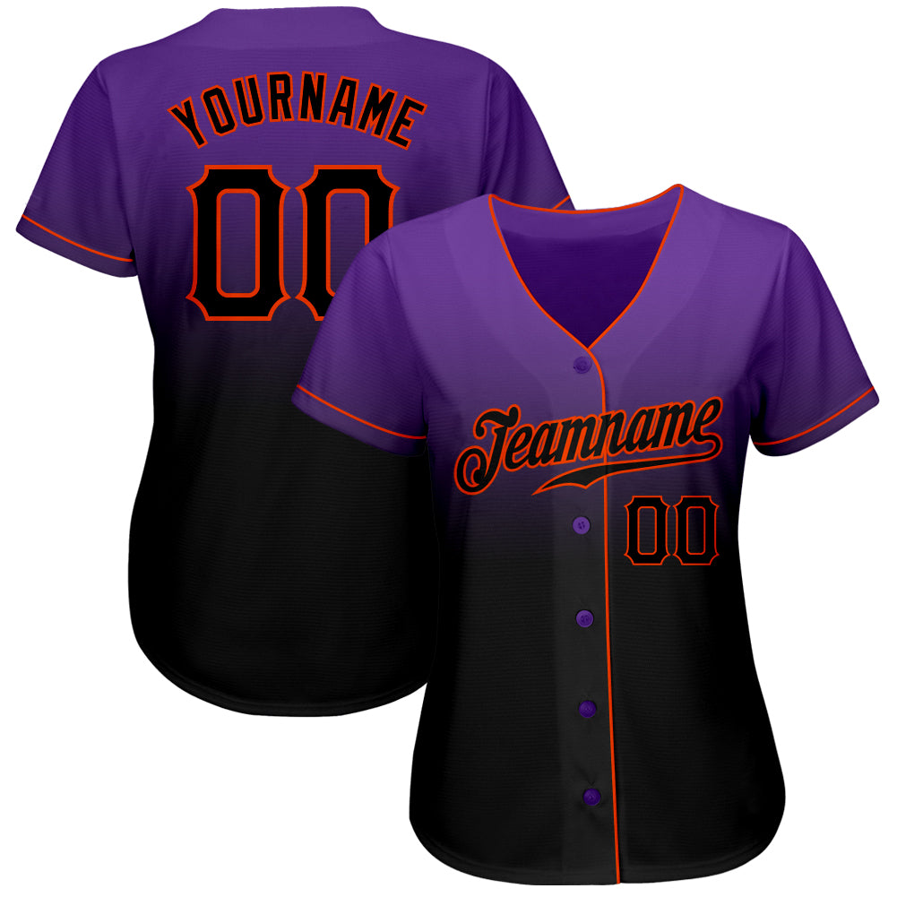 Custom Baseball Jersey Purple Black-Orange Authentic Fade Fashion