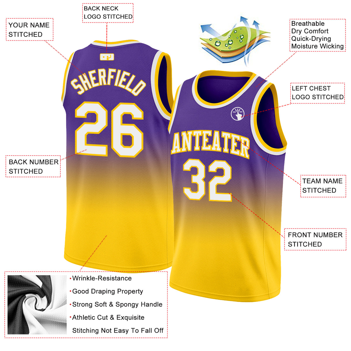 Cheap Custom White Purple-Gold Authentic Split Fashion Basketball Jersey  Free Shipping – CustomJerseysPro