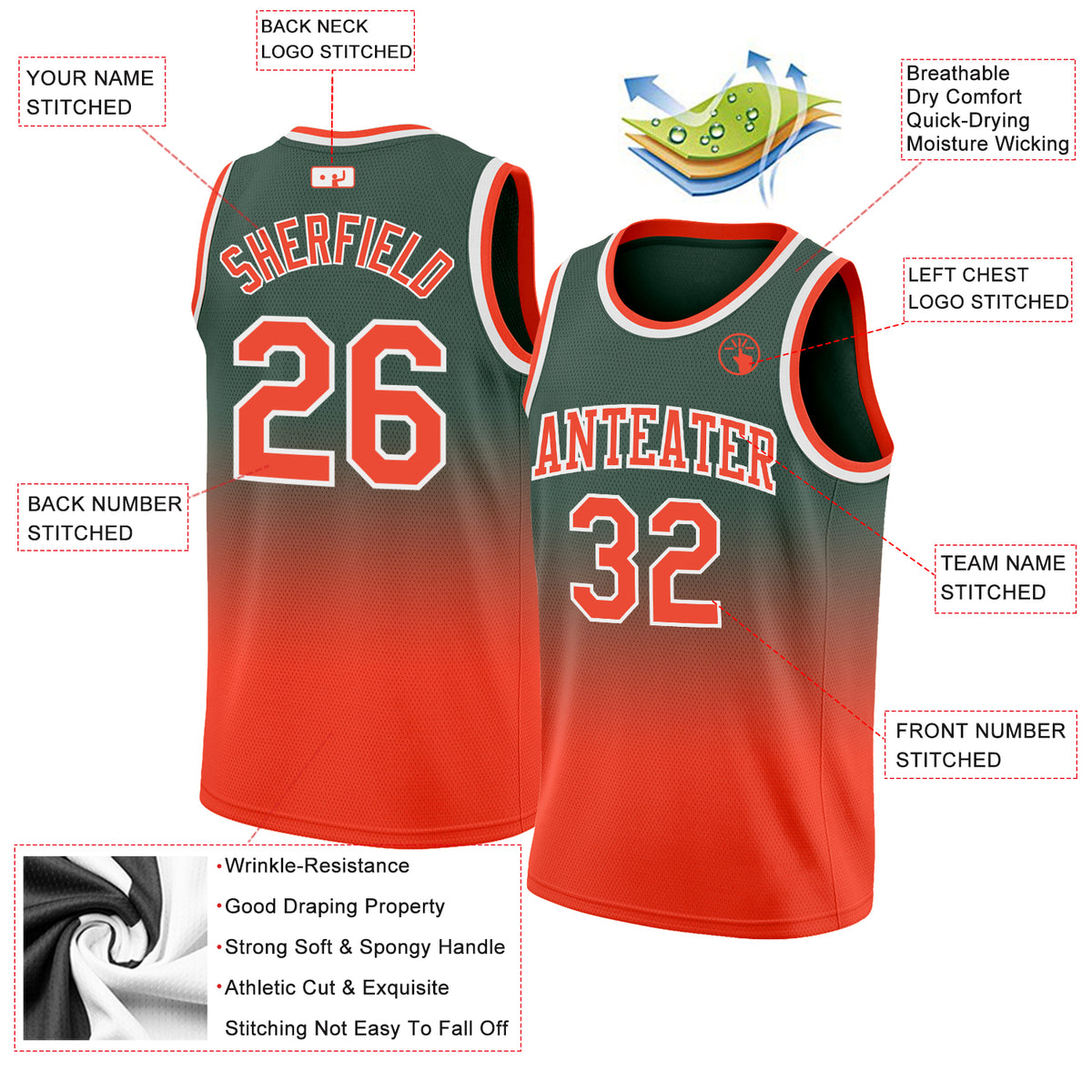 Custom Hunter Green White Pinstripe Orange-White Authentic Basketball Jersey  Fast Shipping – FiitgCustom