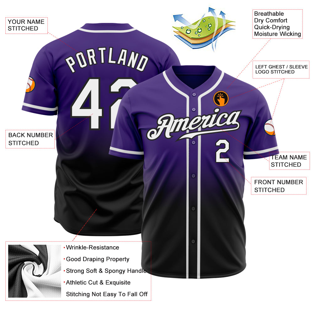 Cheap Custom Orange White-Purple Authentic Fade Fashion Baseball Jersey  Free Shipping – CustomJerseysPro