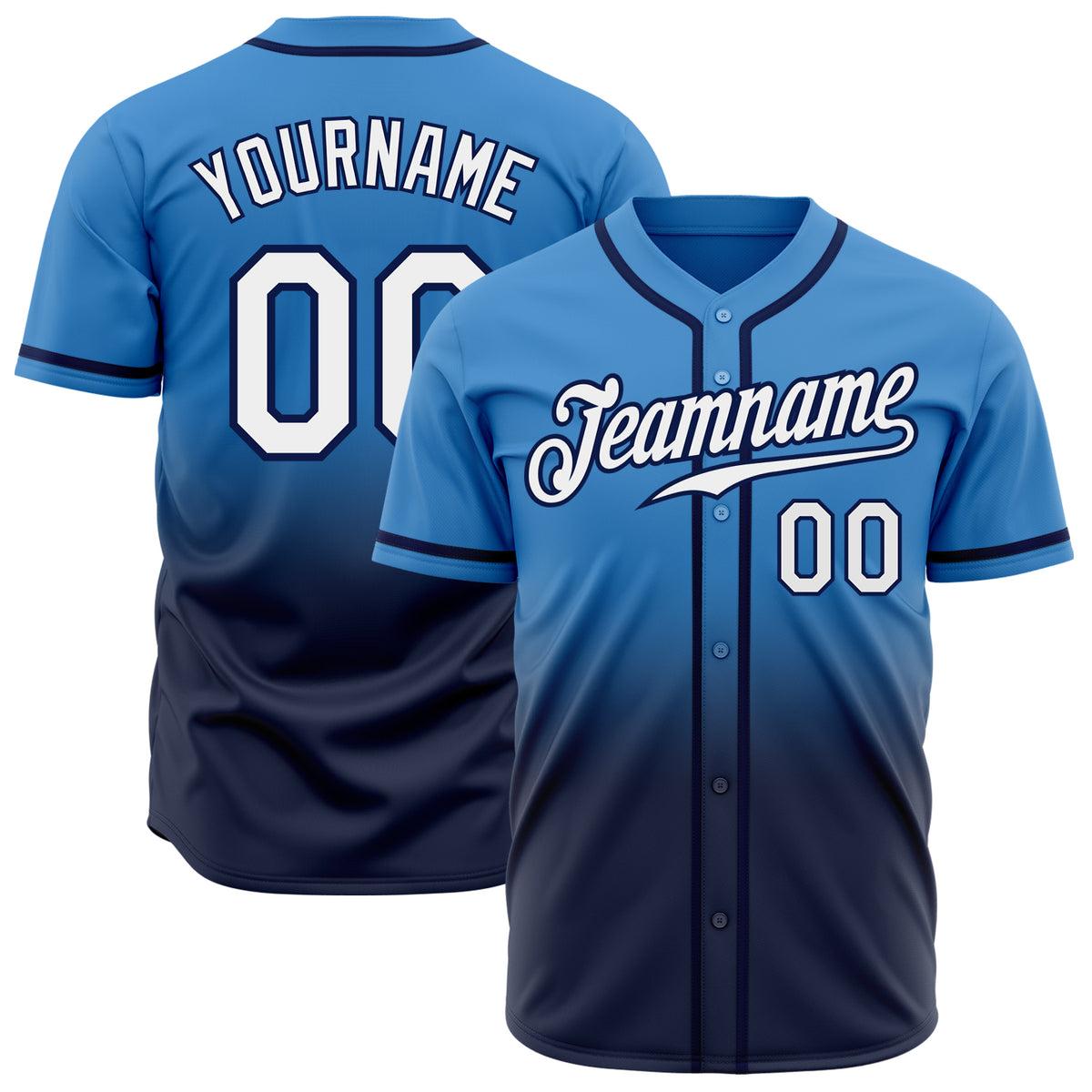 Cheap Custom Light Blue Navy-White Authentic Fade Fashion Baseball Jersey  Free Shipping – CustomJerseysPro