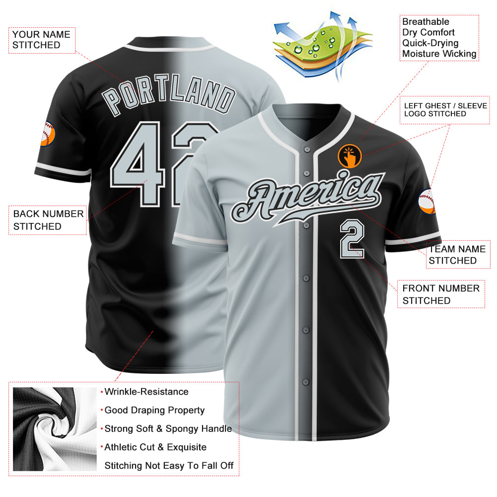 Cheap Custom Black Silver-White Authentic Fade Fashion Baseball Jersey Free  Shipping – CustomJerseysPro