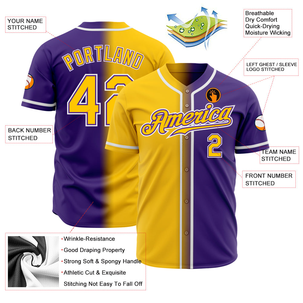 Cheap Custom Purple White Pinstripe Gold-White Authentic Baseball Jersey  Free Shipping – CustomJerseysPro