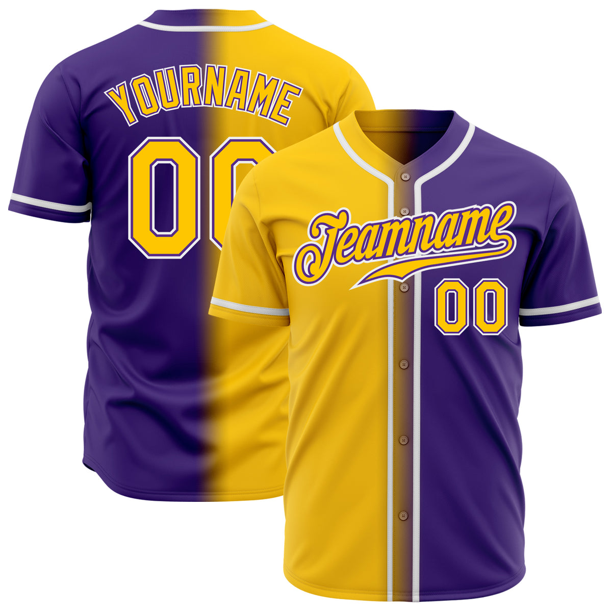 Custom Team Gold Baseball Authentic White Purple Strip Jersey Purple