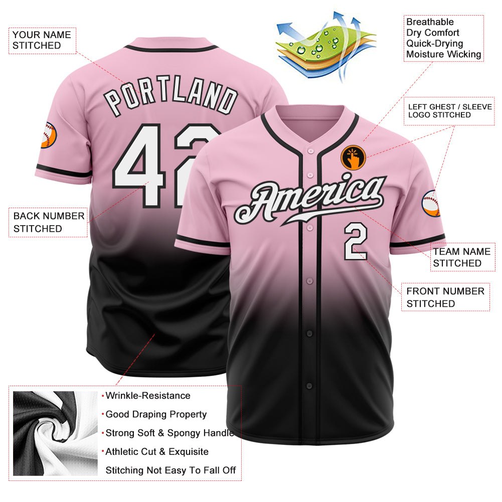 Custom White Light Blue Pink-Black Authentic Two Tone Baseball Jersey Free  Shipping – Fiitg