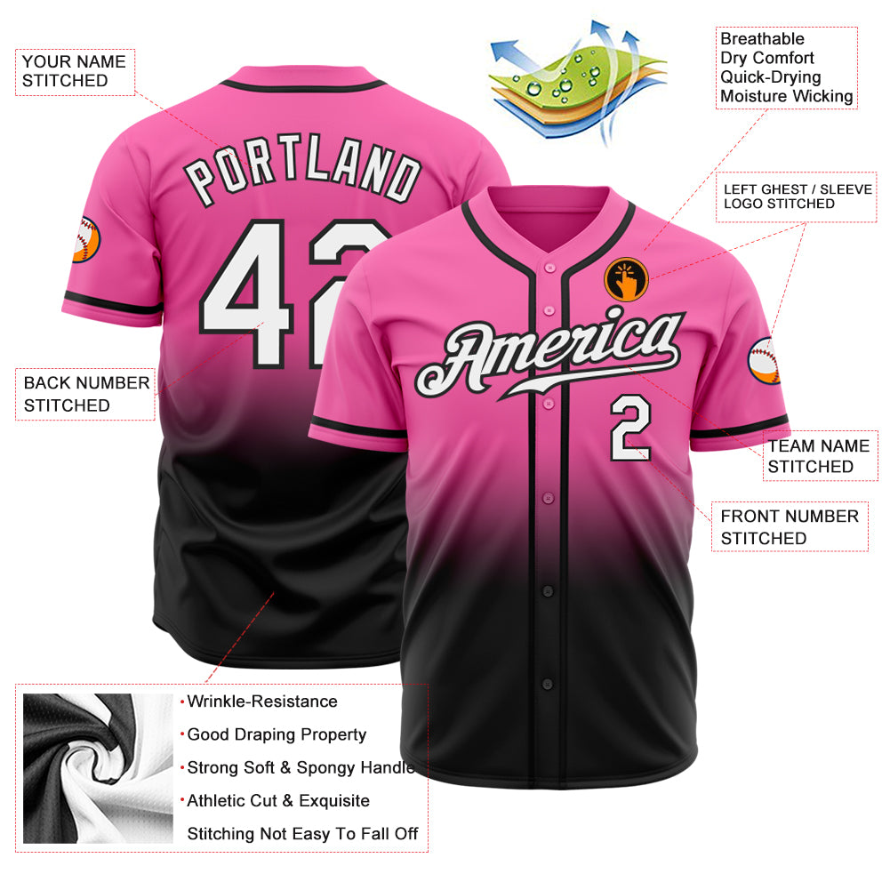 Cheap Custom Pink White Pinstripe White-Black Authentic Baseball Jersey  Free Shipping – CustomJerseysPro