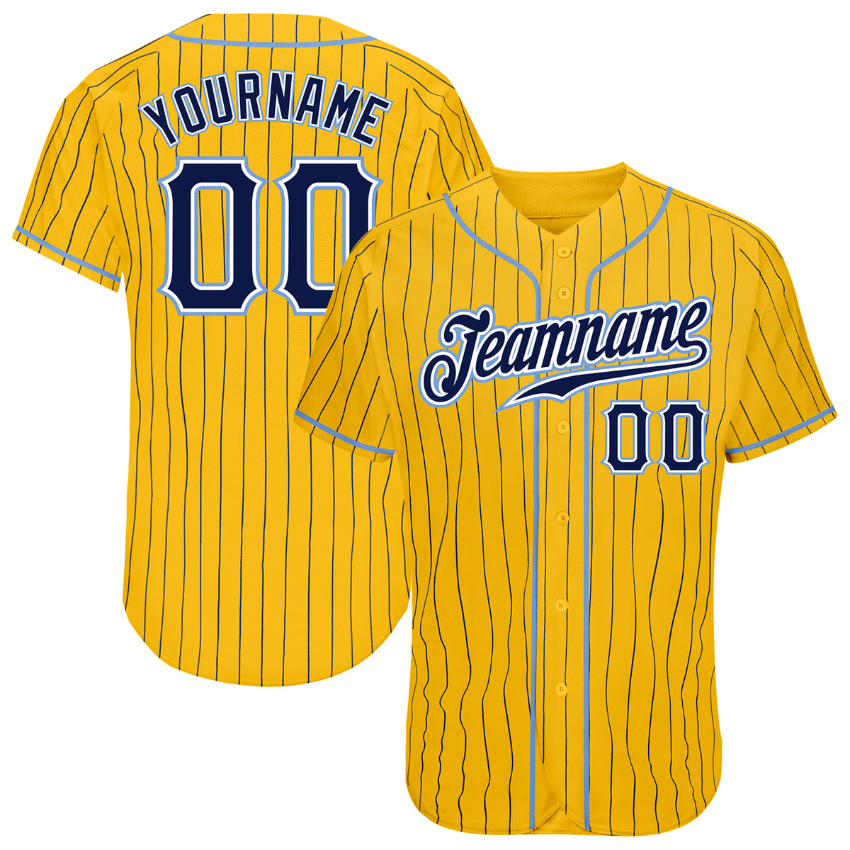 Custom Gray Gold-Light Blue Authentic Baseball Jersey