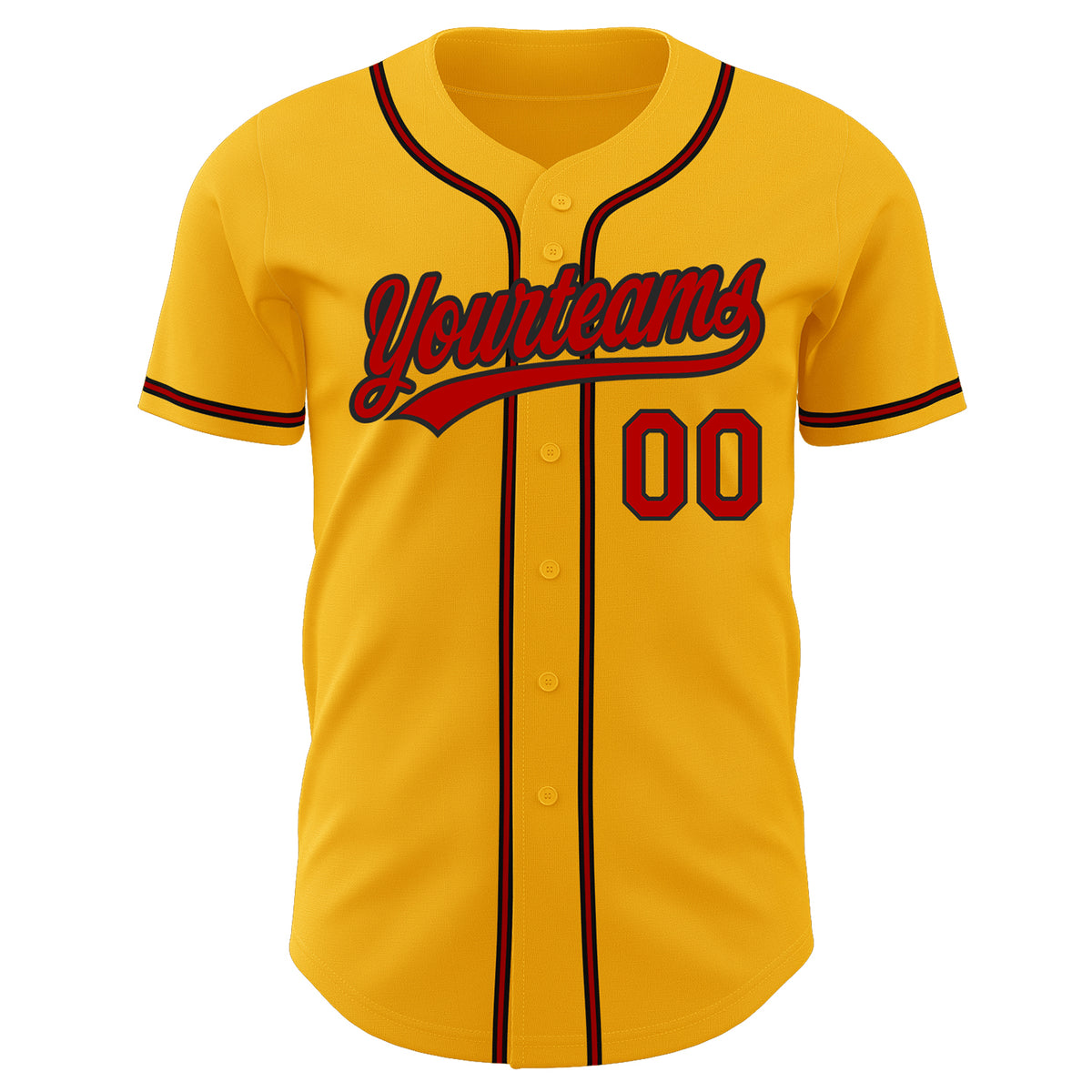 Custom Baseball Jersey Gold Red-Black Authentic Men's Size:3XL