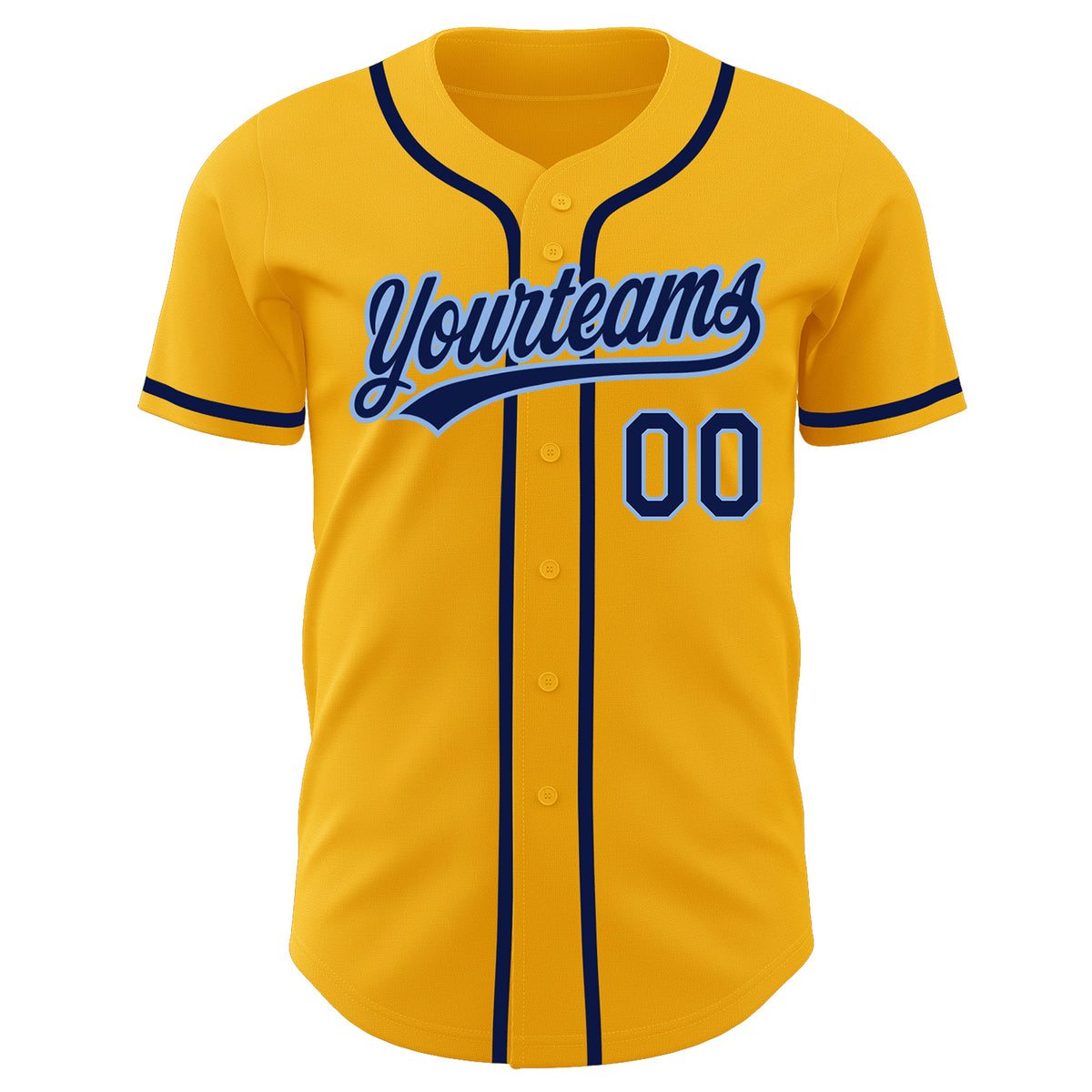 Custom Gold Light Blue-White Authentic Baseball Jersey Preschool Size:L