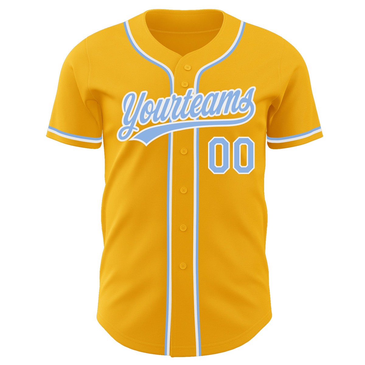 Custom Baseball Jersey White Light Blue-Gold Authentic Men's Size:XL