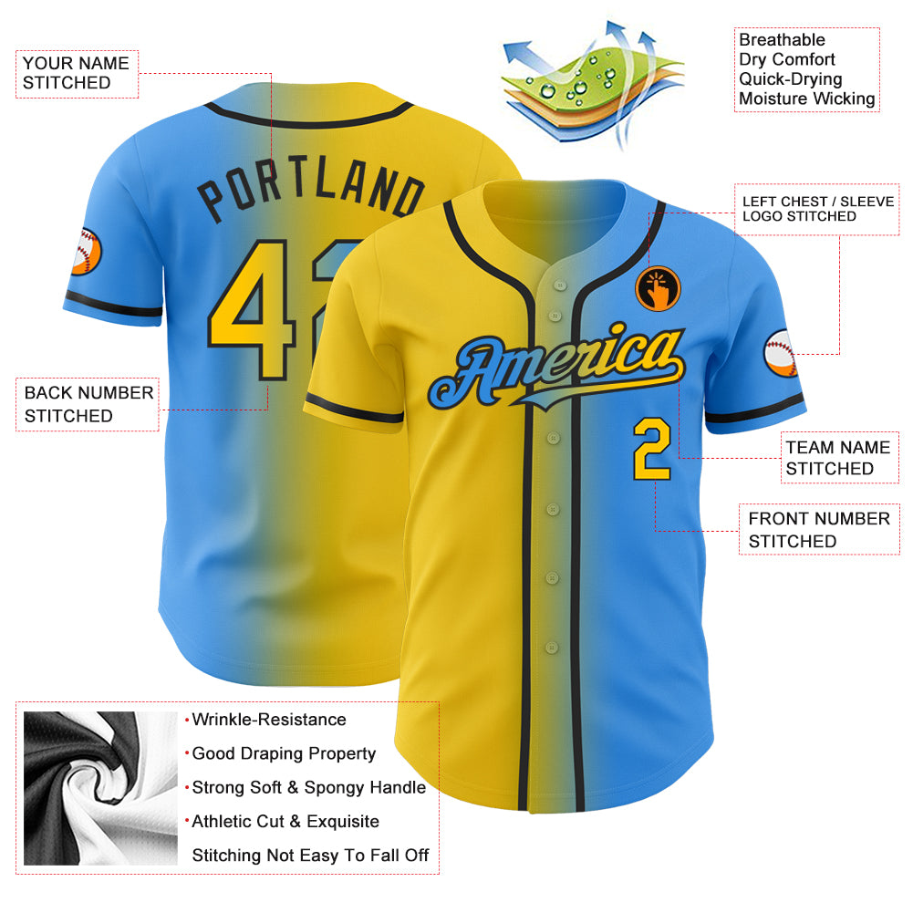 Cheap Custom Electric Blue Yellow-Navy Authentic Baseball Jersey Free  Shipping – CustomJerseysPro