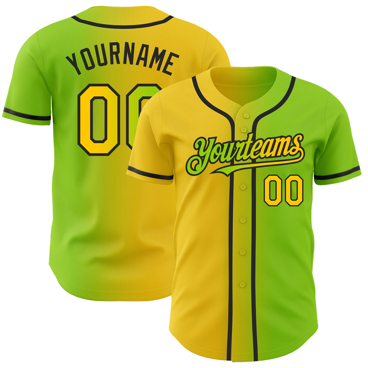 Custom Baseball Jersey Neon Yellow Pink-Black Authentic Gradient Fashion Men's Size:XL