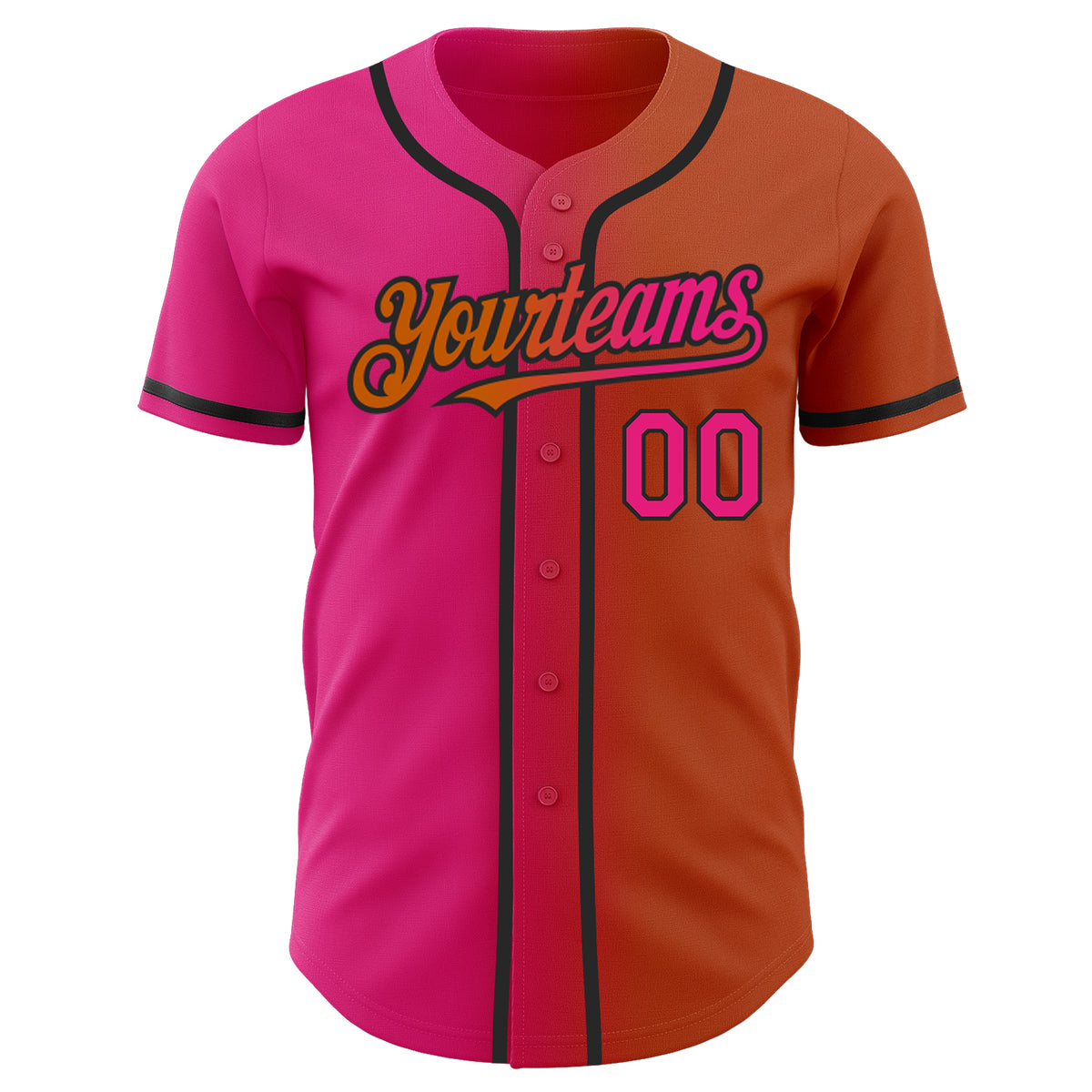 Custom Pink Gold-Black Gradient Fashion Baseball Jersey for Women