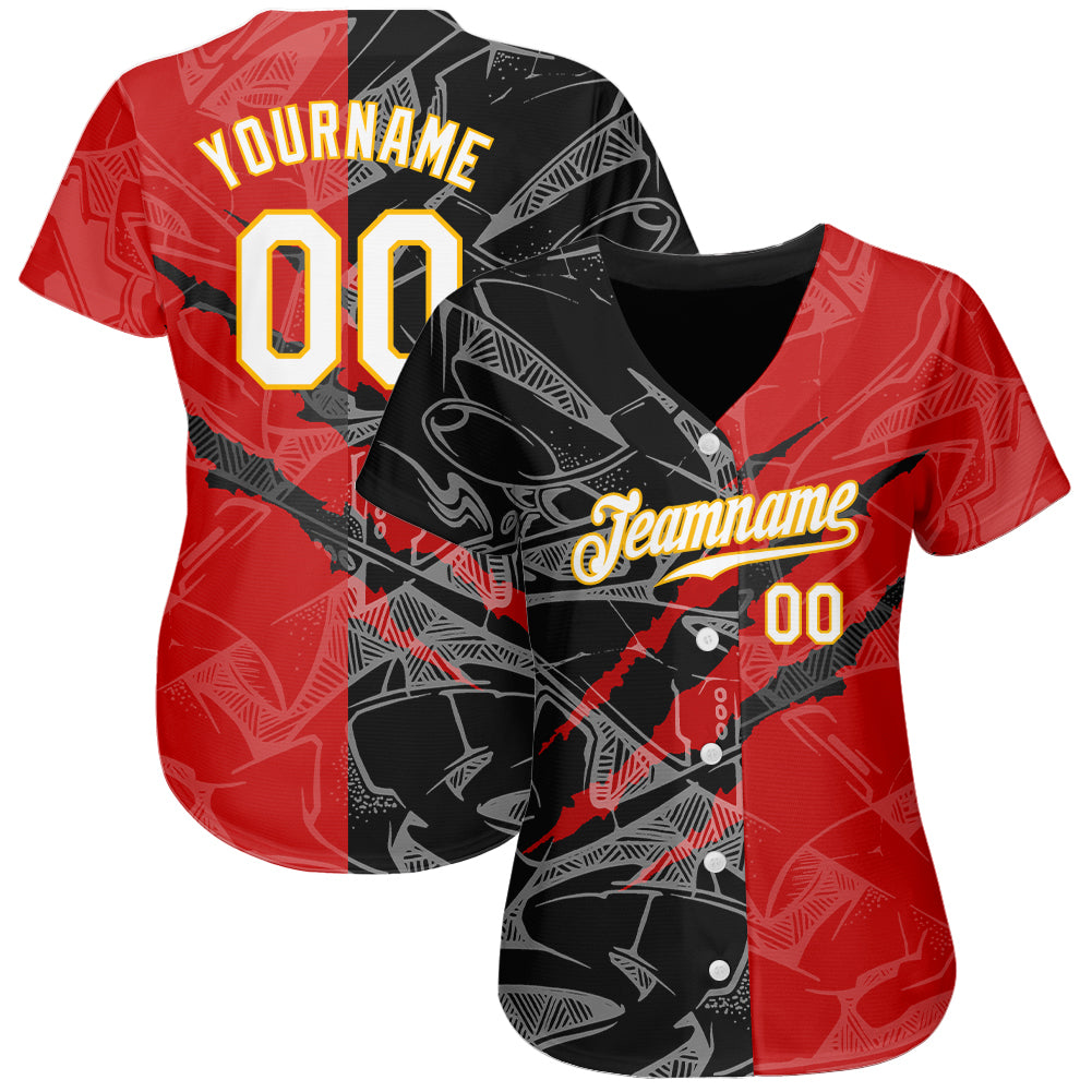 Custom Yellow Red-Black Authentic Baseball Jersey