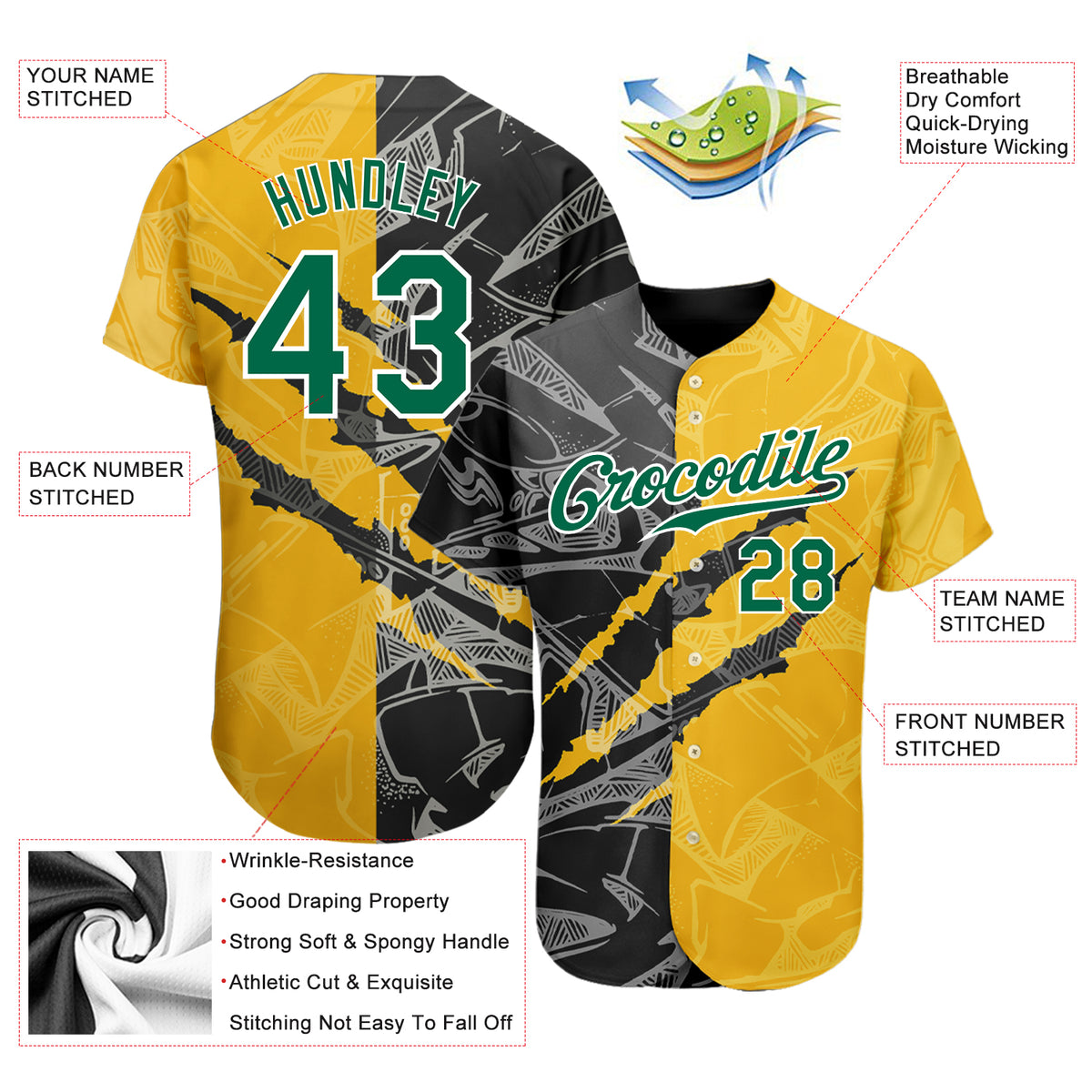 Cheap Custom Kelly Green Red-White 3D Pattern Design Authentic Baseball  Jersey Free Shipping – CustomJerseysPro