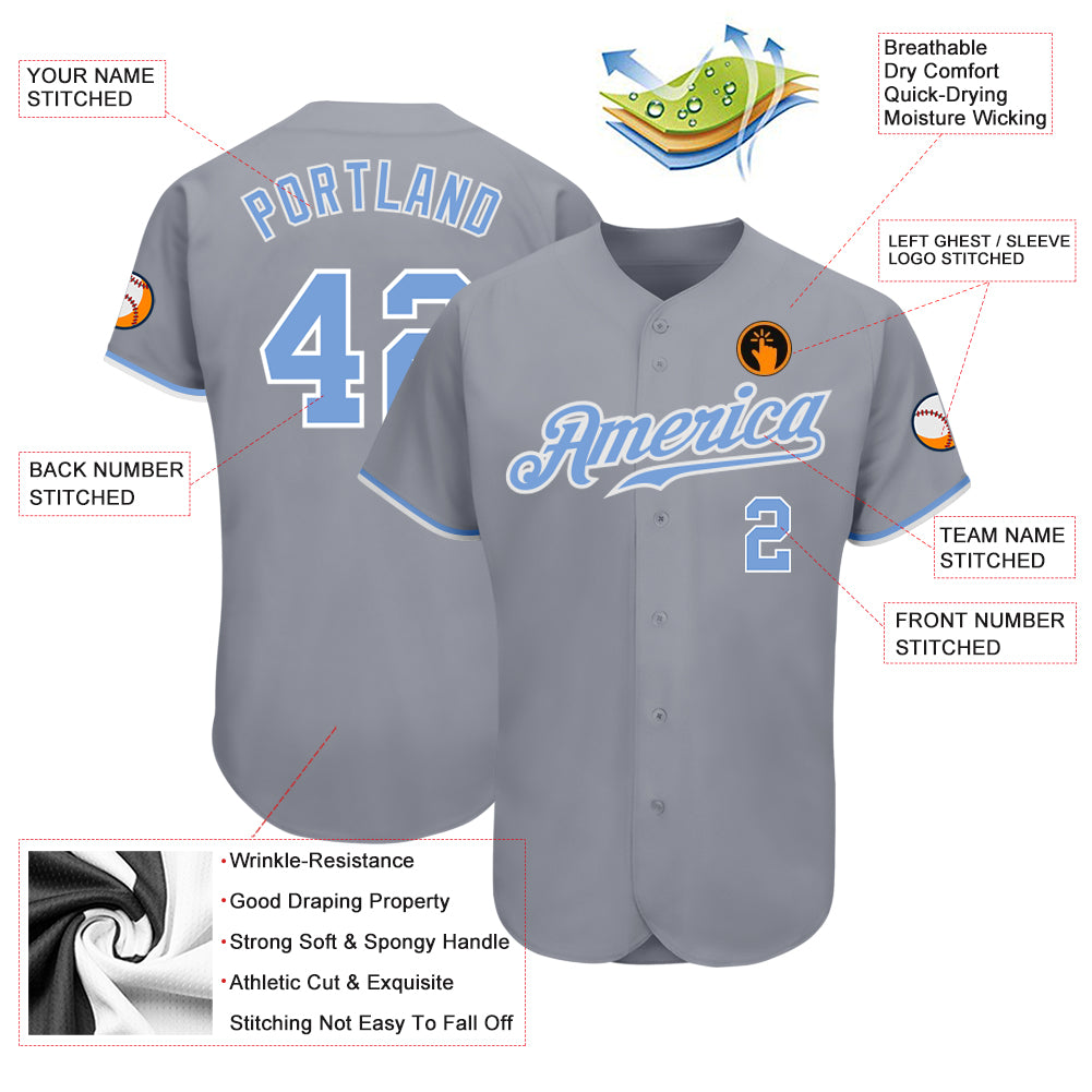 Cheap Custom Light Blue Gray-Dark Gray Authentic Baseball Jersey Free  Shipping – CustomJerseysPro