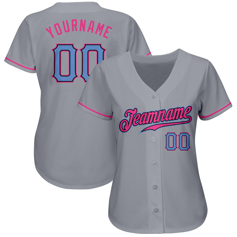 Custom Gray Pink Light Blue Custom Baseball Jerseys For Men & Women  JN1137_6617