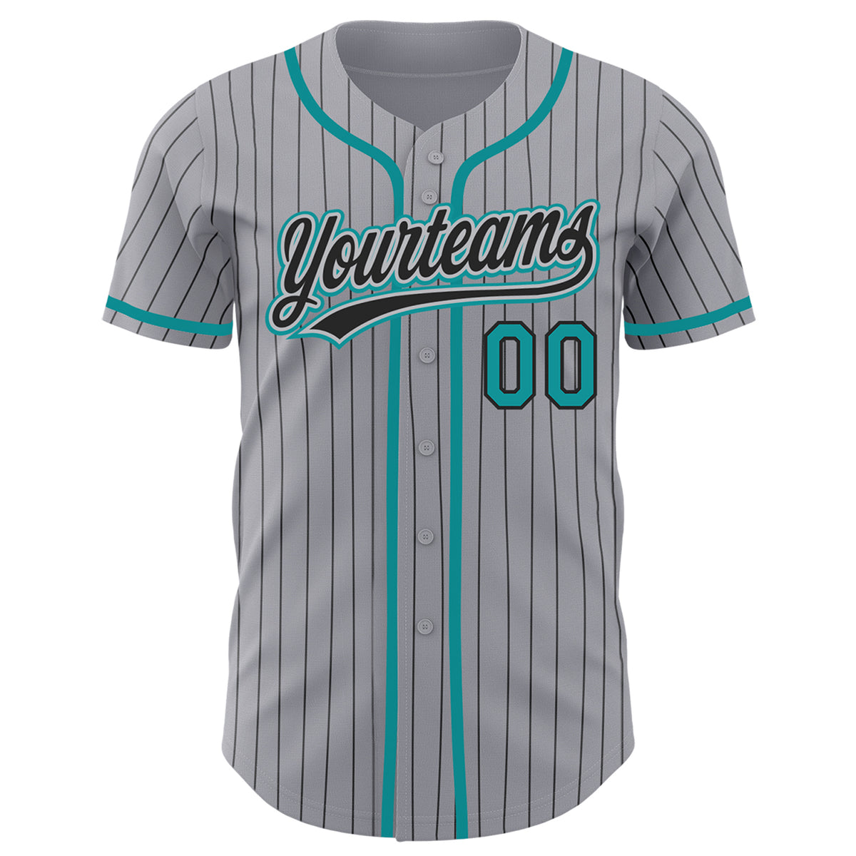 Custom Teal Black Pinstripe Black-White Authentic Baseball Jersey Discount