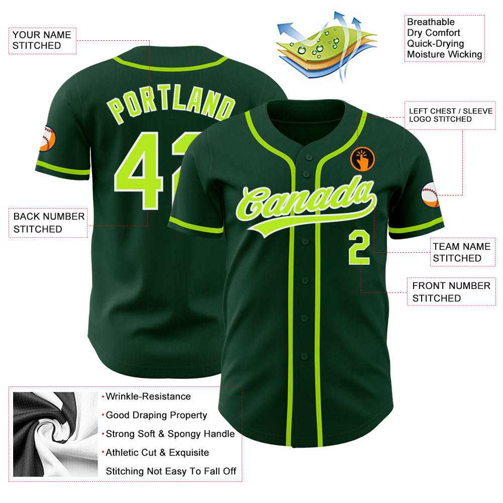 Custom White Neon Green-Pink Authentic Baseball Jersey Discount