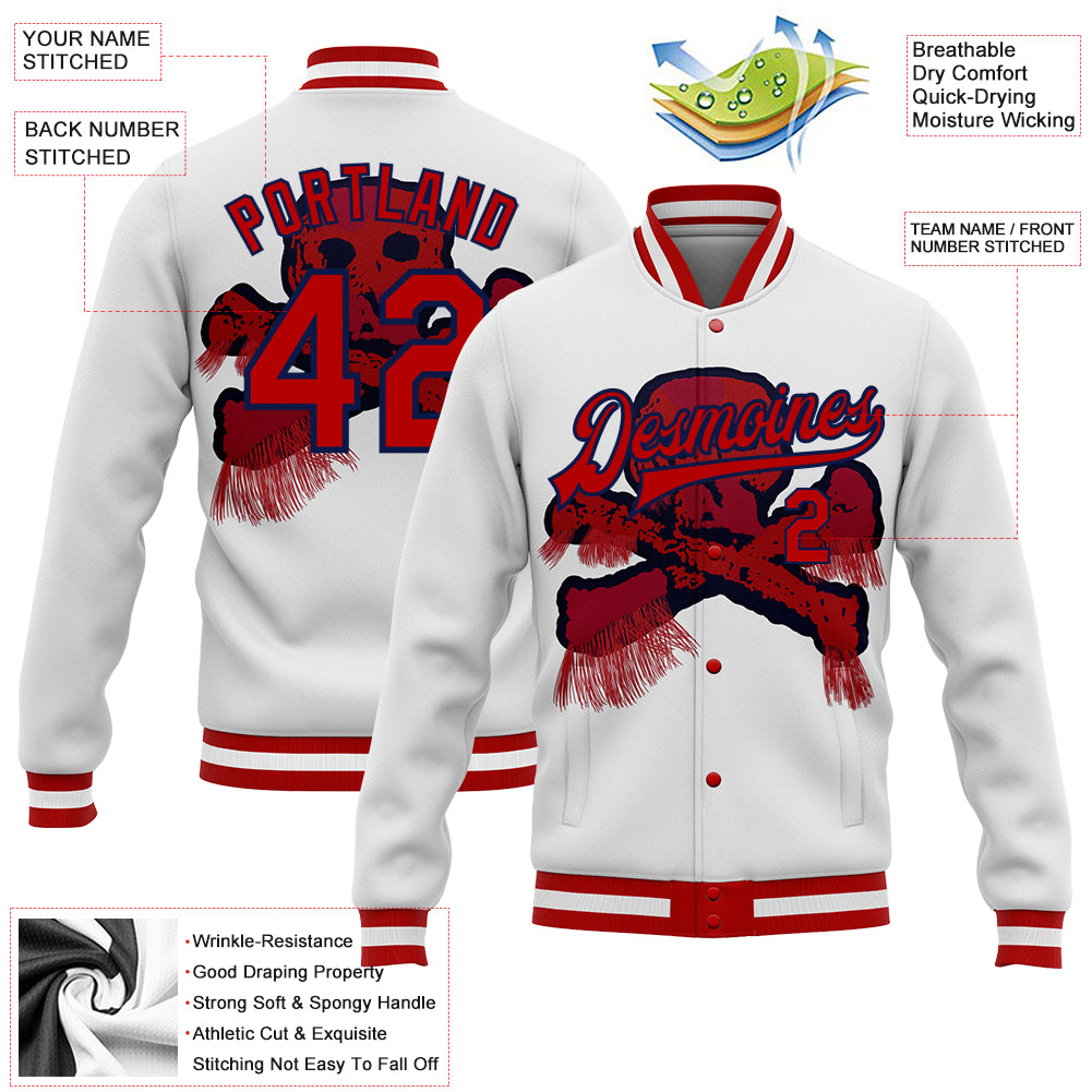 Custom Camo White-Navy 3D Bomber Full-Snap Varsity Letterman Salute To  Service Jacket Discount