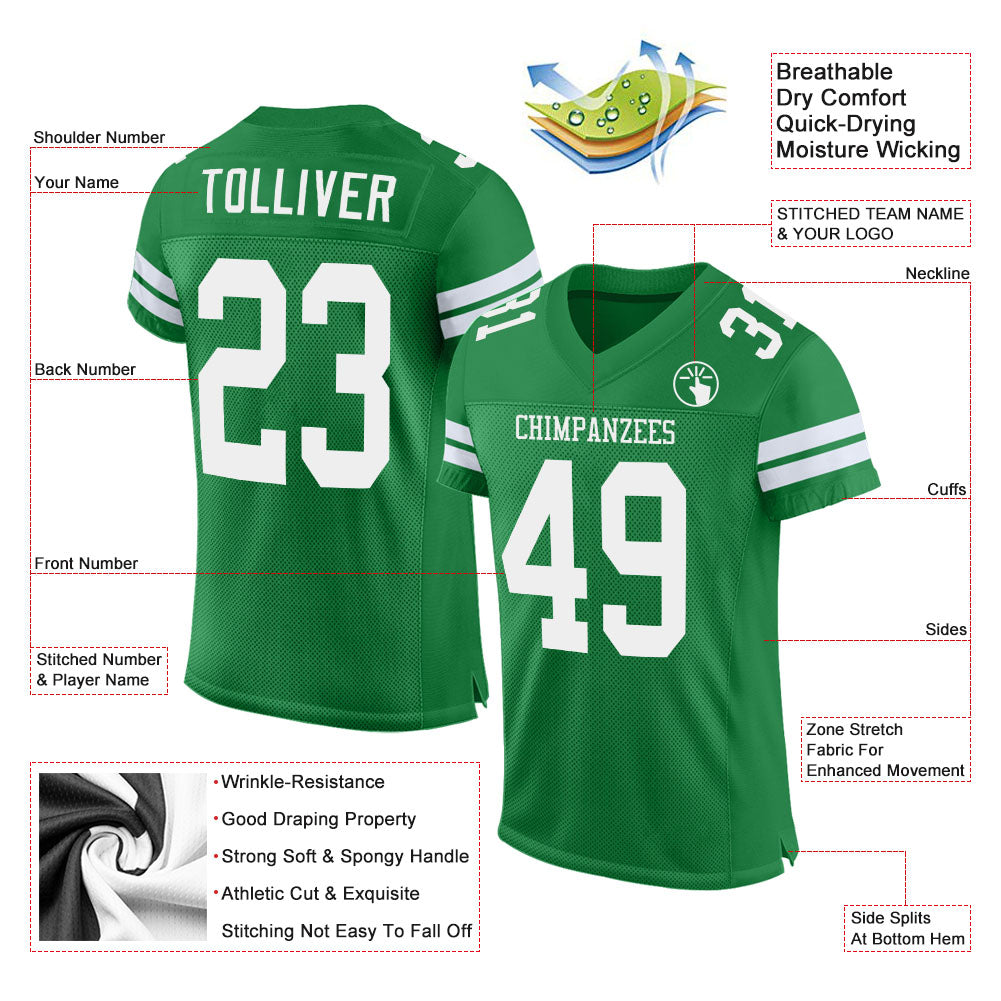 Cheap Custom Green White-Pink Mesh Authentic Football Jersey Free