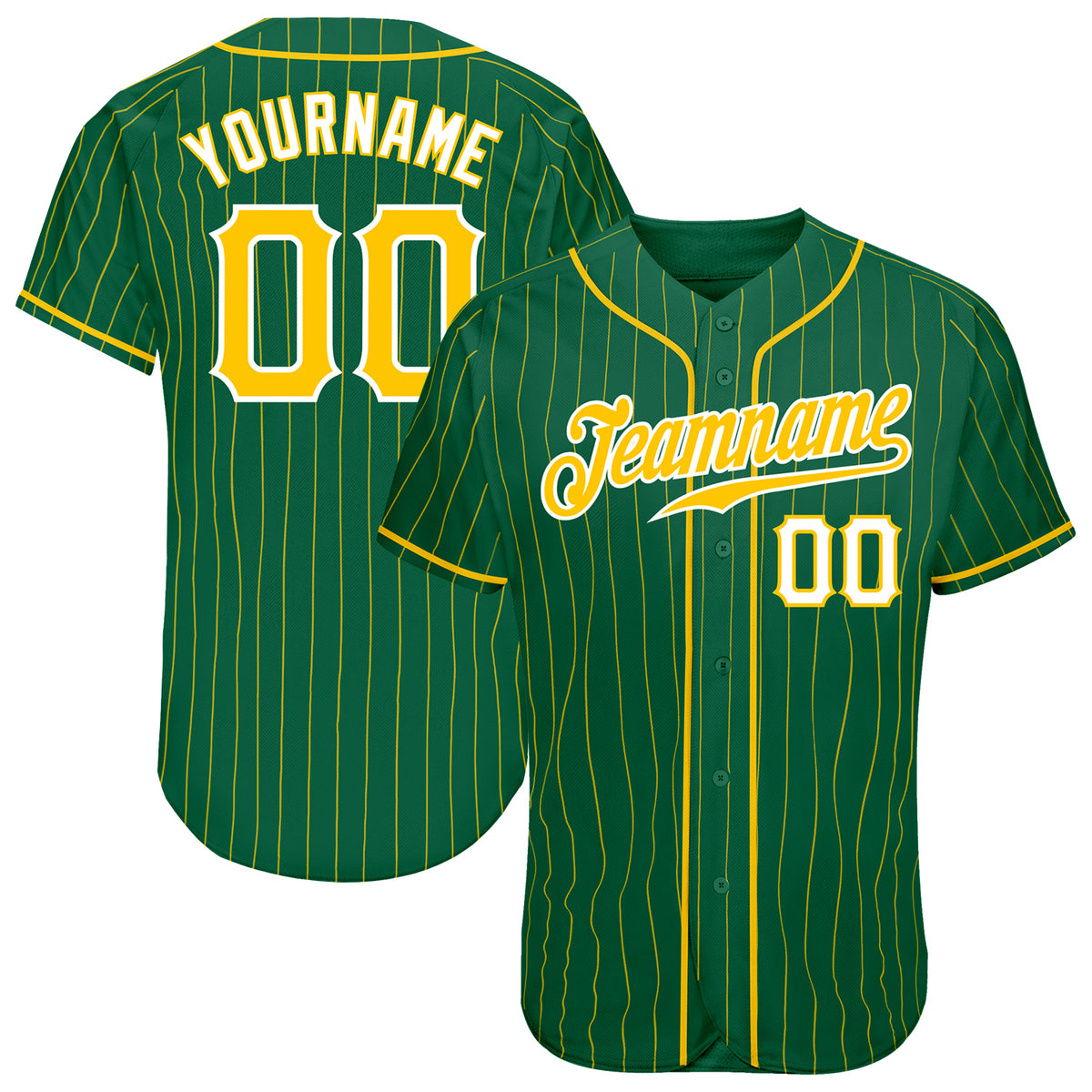 Cheap Custom White Kelly Green Pinstripe Kelly Green-Gold Authentic  Baseball Jersey Free Shipping – CustomJerseysPro