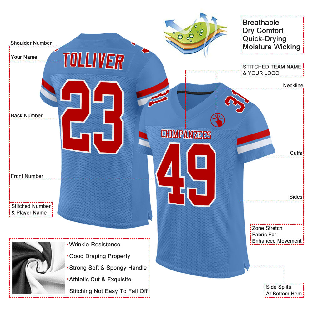 Cheap Custom White Light Blue-Royal Mesh Authentic Football Jersey Free  Shipping – CustomJerseysPro