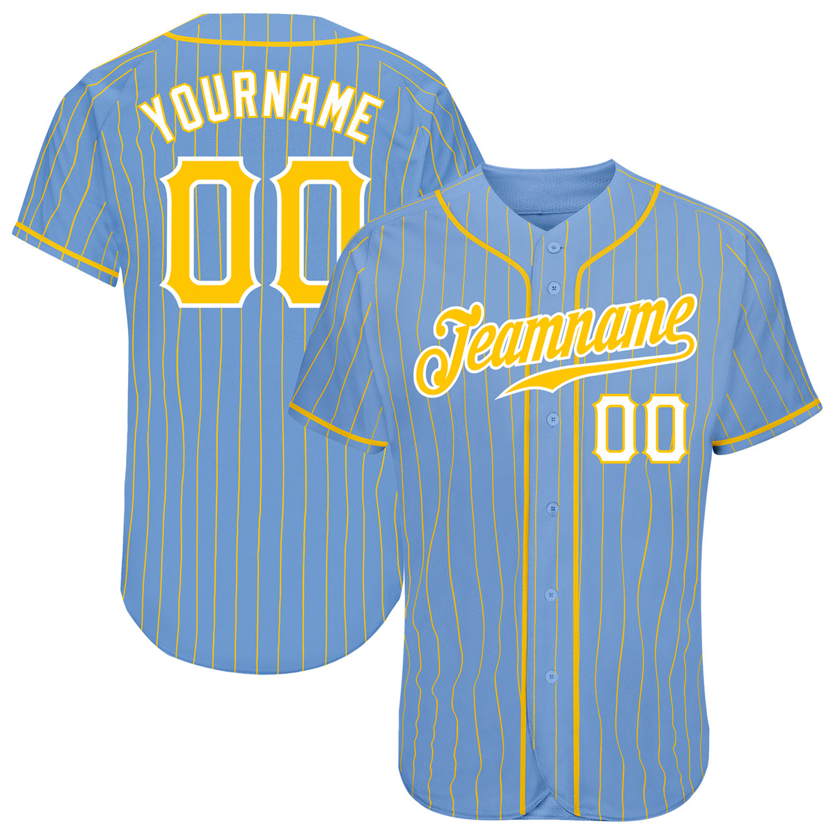 Custom White Light Blue-Gold Authentic Baseball Jersey Discount