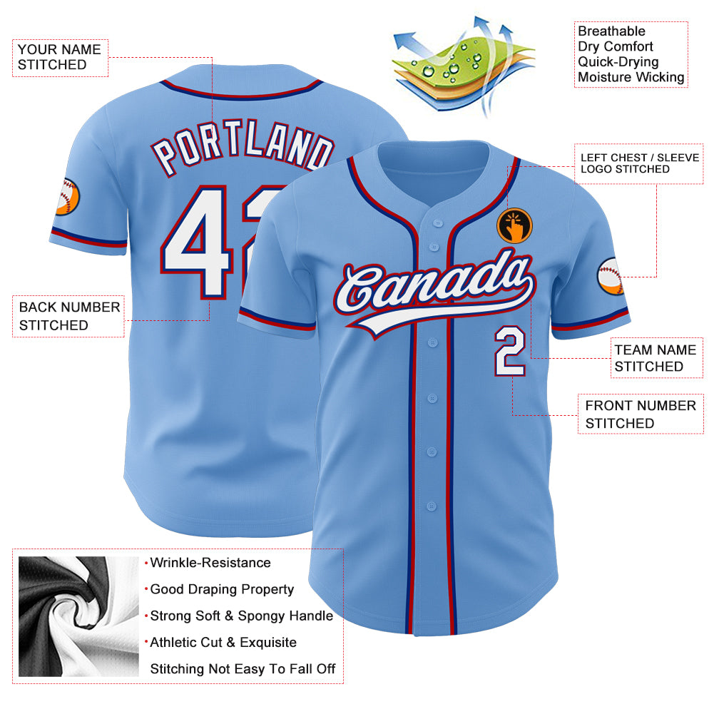 Custom Royal White-Light Blue Authentic Baseball Jersey – CustomJerseysPro