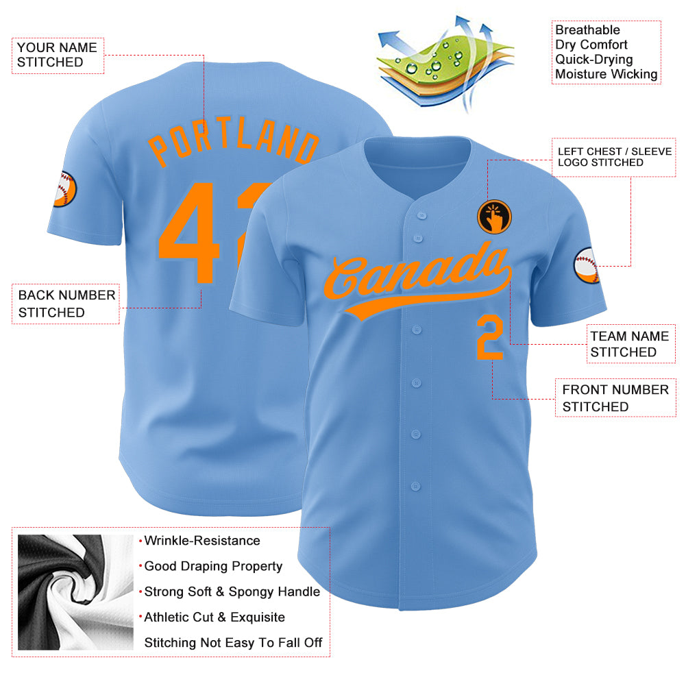 Cheap Custom Light Blue Blaze Orange Authentic Baseball Jersey Free  Shipping – CustomJerseysPro