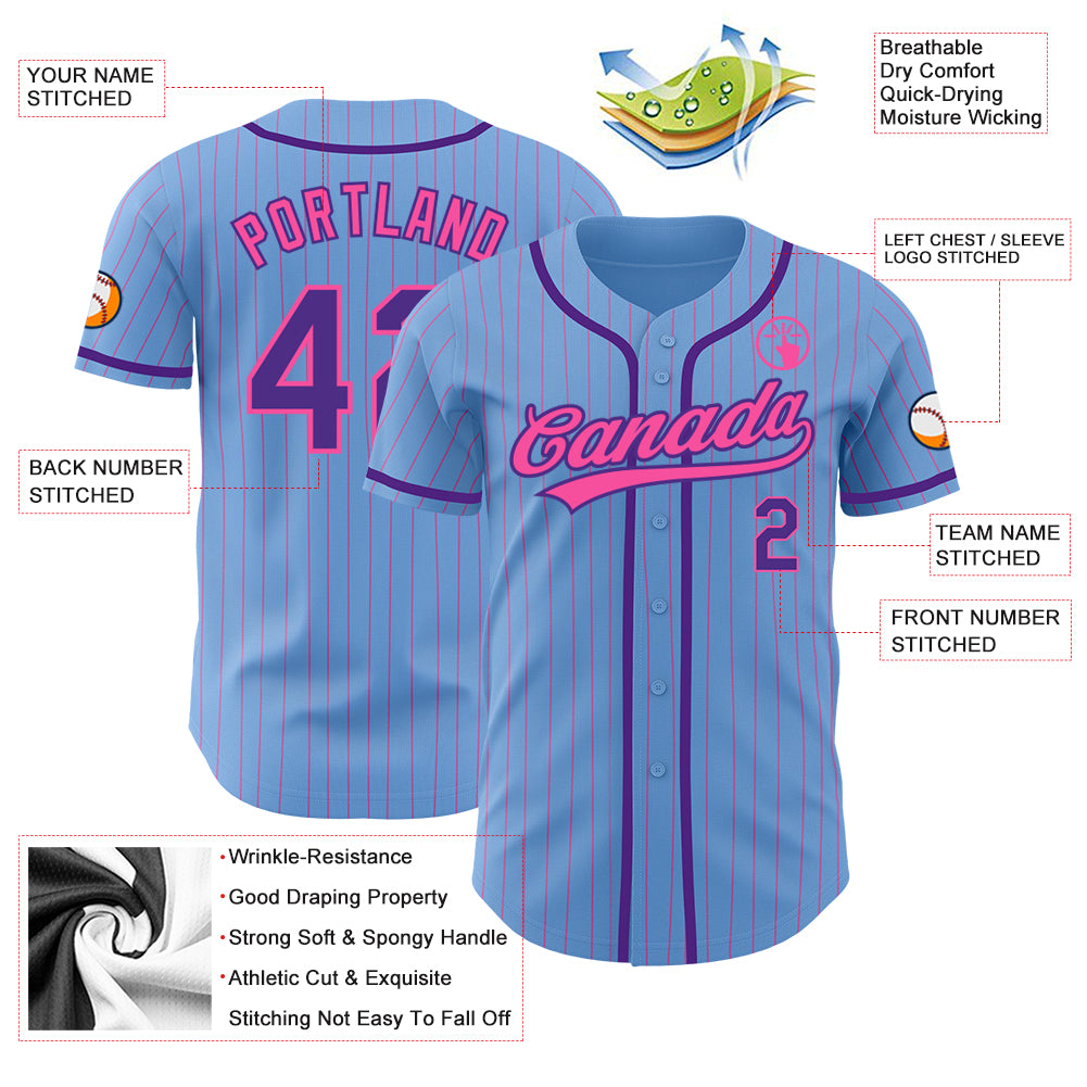 Cheap Custom Navy Light Blue Pinstripe Pink Authentic Baseball Jersey Free  Shipping – CustomJerseysPro