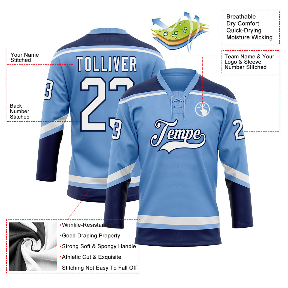 Jets Blue Custom Dye Sublimated Hockey Jersey