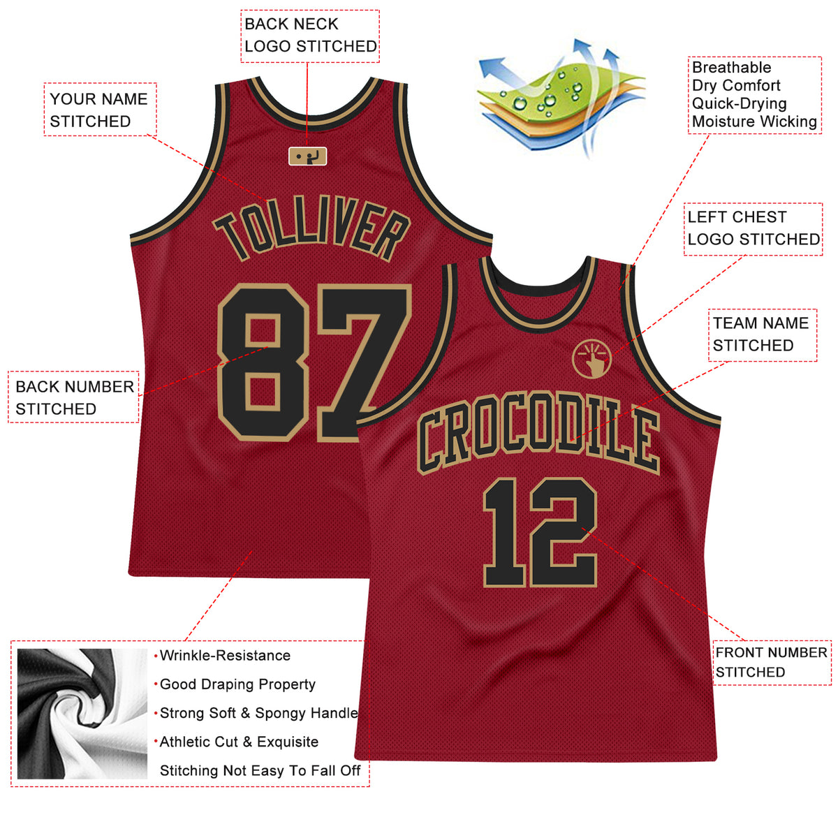 Cheap Custom Royal Red-Gold Hockey Jersey Free Shipping