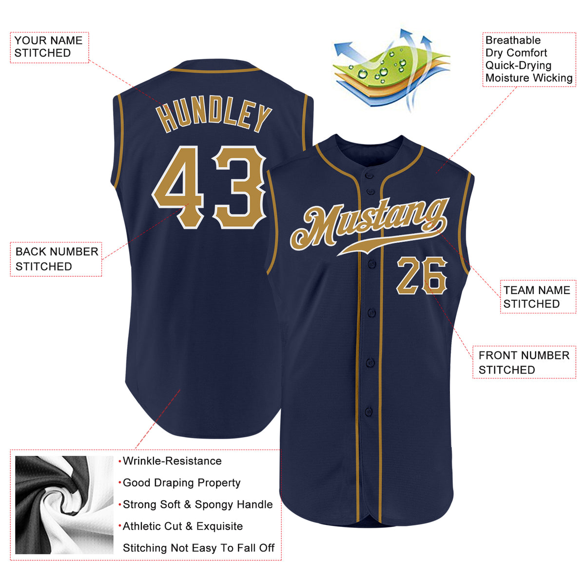 Cheap Custom Aqua Navy-Old Gold Authentic Sleeveless Baseball Jersey Free  Shipping – CustomJerseysPro