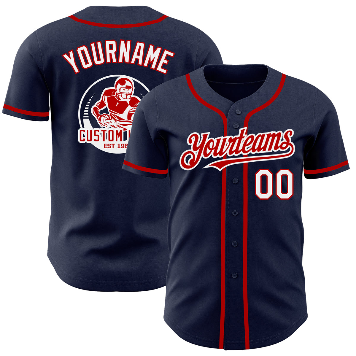 Custom Navy Red-White Authentic Baseball Jersey Discount