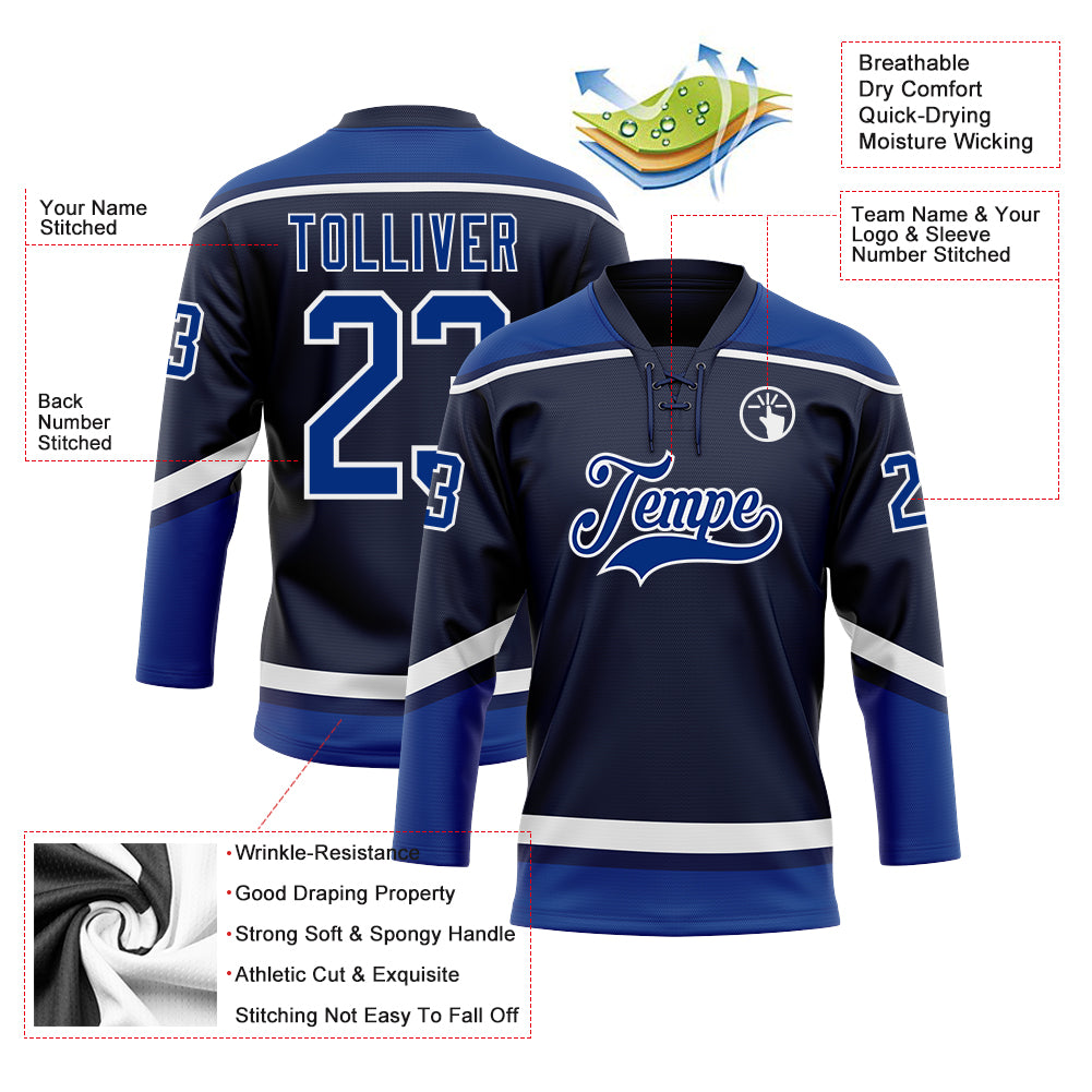 Jets Blue Custom Dye Sublimated Hockey Jersey