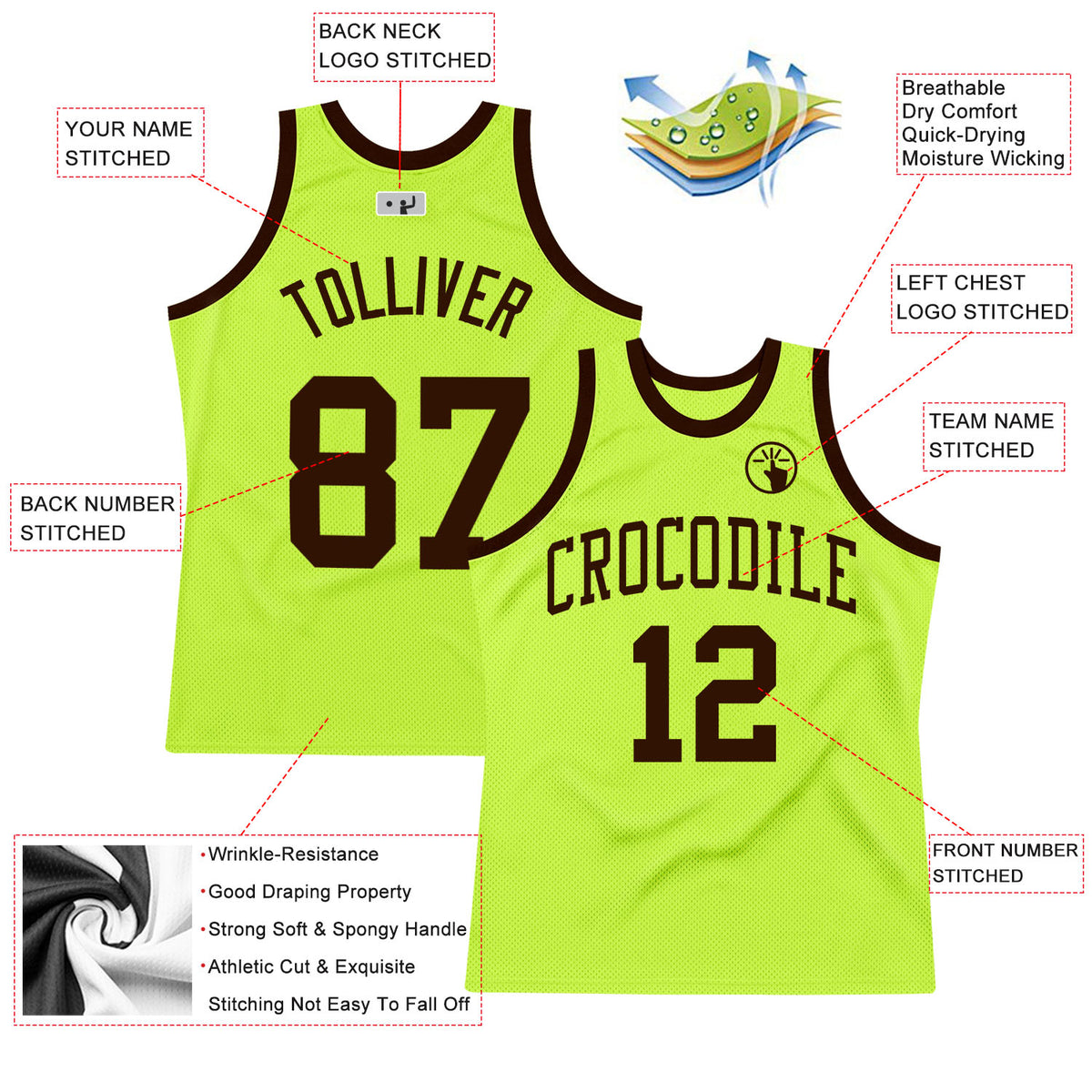 Custom Neon Green Basketball Jerseys, Basketball Uniforms For Your Team