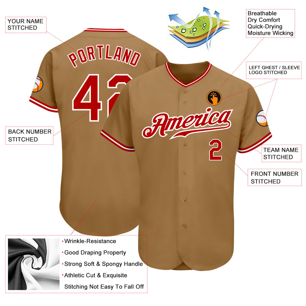 Cheap Custom Old Gold Red-White Authentic Baseball Jersey Free Shipping –  CustomJerseysPro