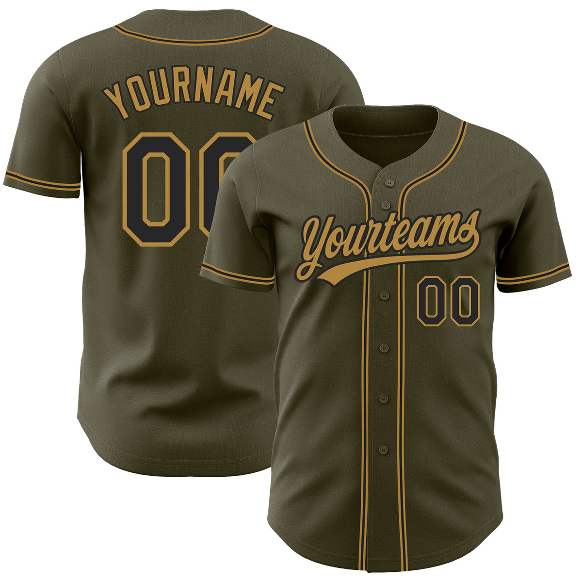 Custom Camo Black-Gold Authentic Salute To Service Baseball Jersey