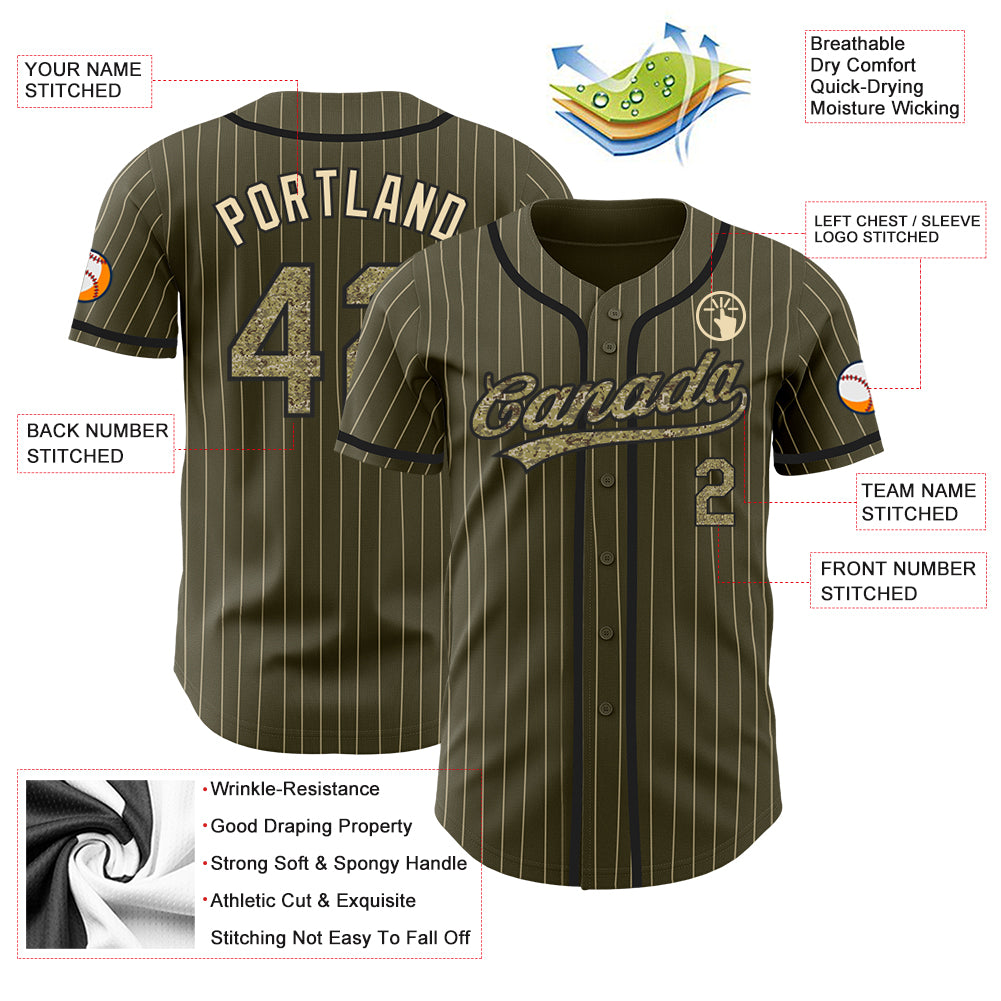 Custom Camo Green-Gold Authentic Salute To Service Baseball Jersey –  CustomJerseysPro