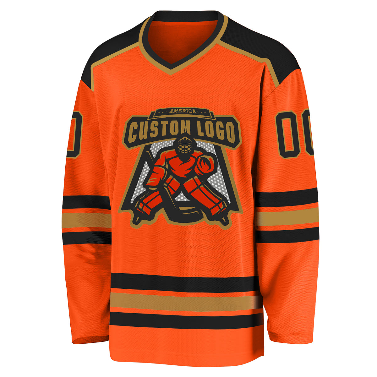 Vintage Mens League Black Biscuit Ironman Hockey Jersey Orange