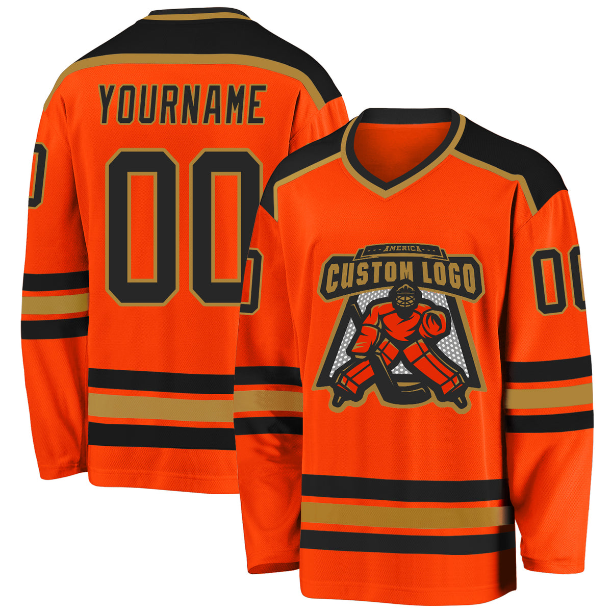 Cheap Custom Orange Black-Old Gold Hockey Jersey Free Shipping –  CustomJerseysPro